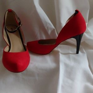 Red Ankle Strap Pumps